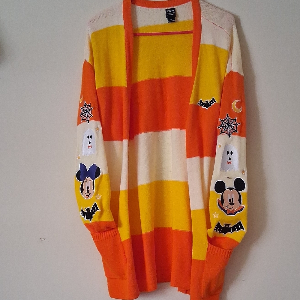 Colorful Striped Cardigan with Cartoon Characters